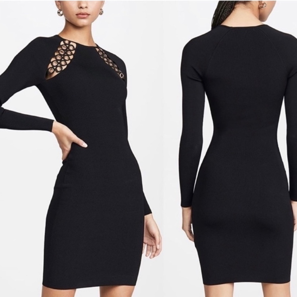 Good American Black Dress with Rivets (Size 3)